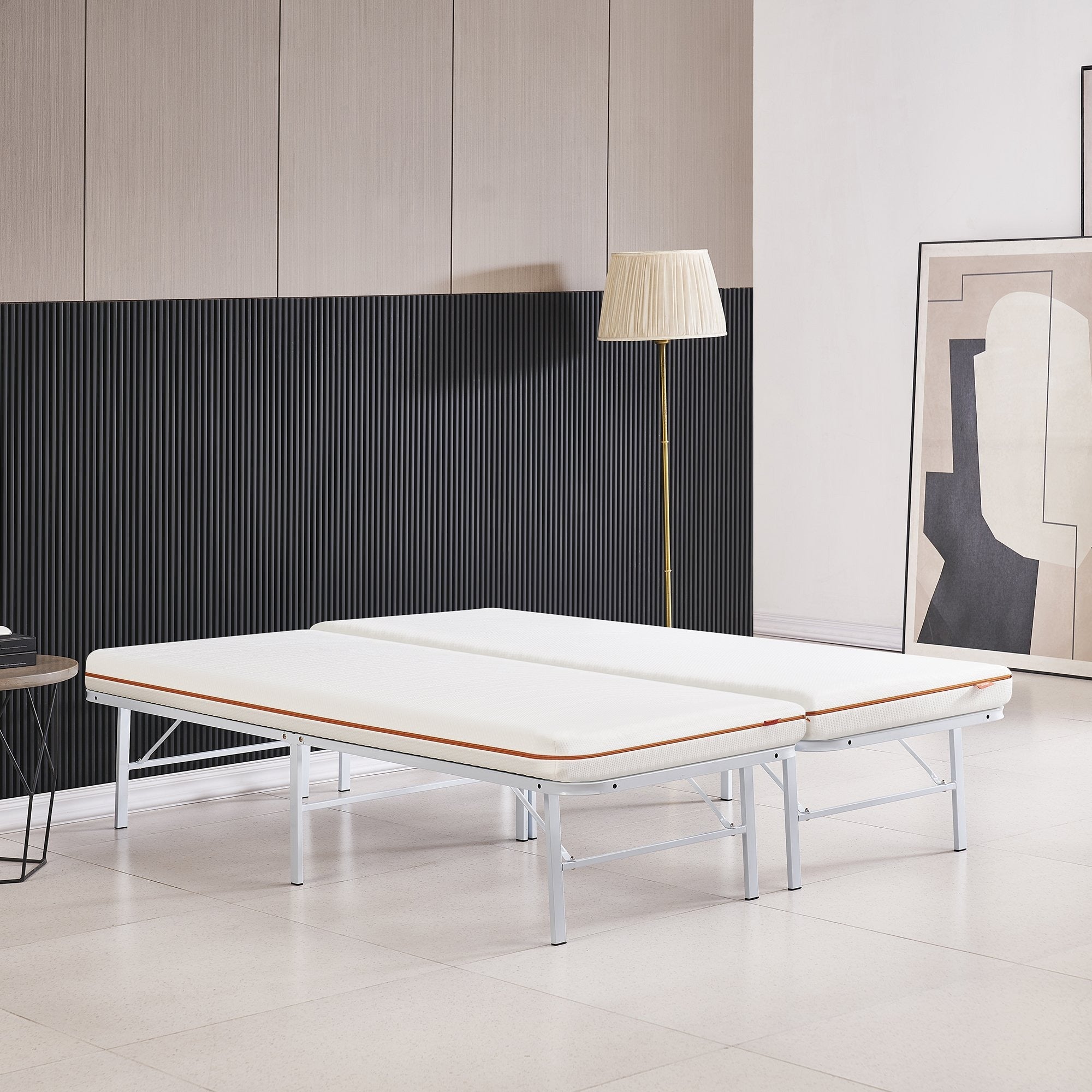 LETTO – Cama dobrável com estrutura metálica, compacta, fácil de montar