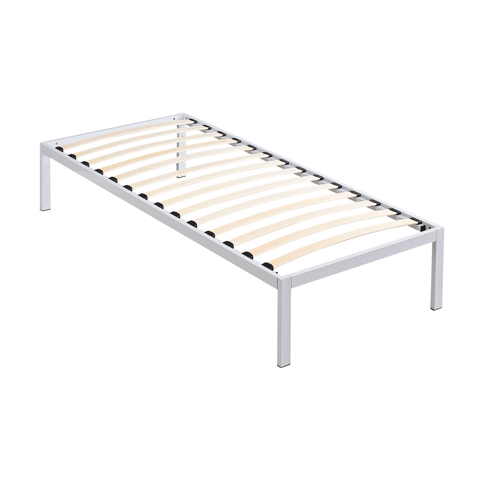 iBase – Cama com estrutura metálica e arrumação 30 cm em preto e branco