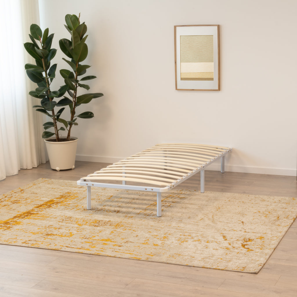 NAMARA – Cama com estrutura metálica e ripas amortecidas, arrumação 25 cm - Preto ou Branco