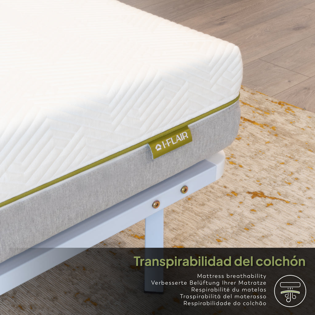 NAMARA – Cama com estrutura metálica e ripas amortecidas, arrumação 25 cm - Preto ou Branco