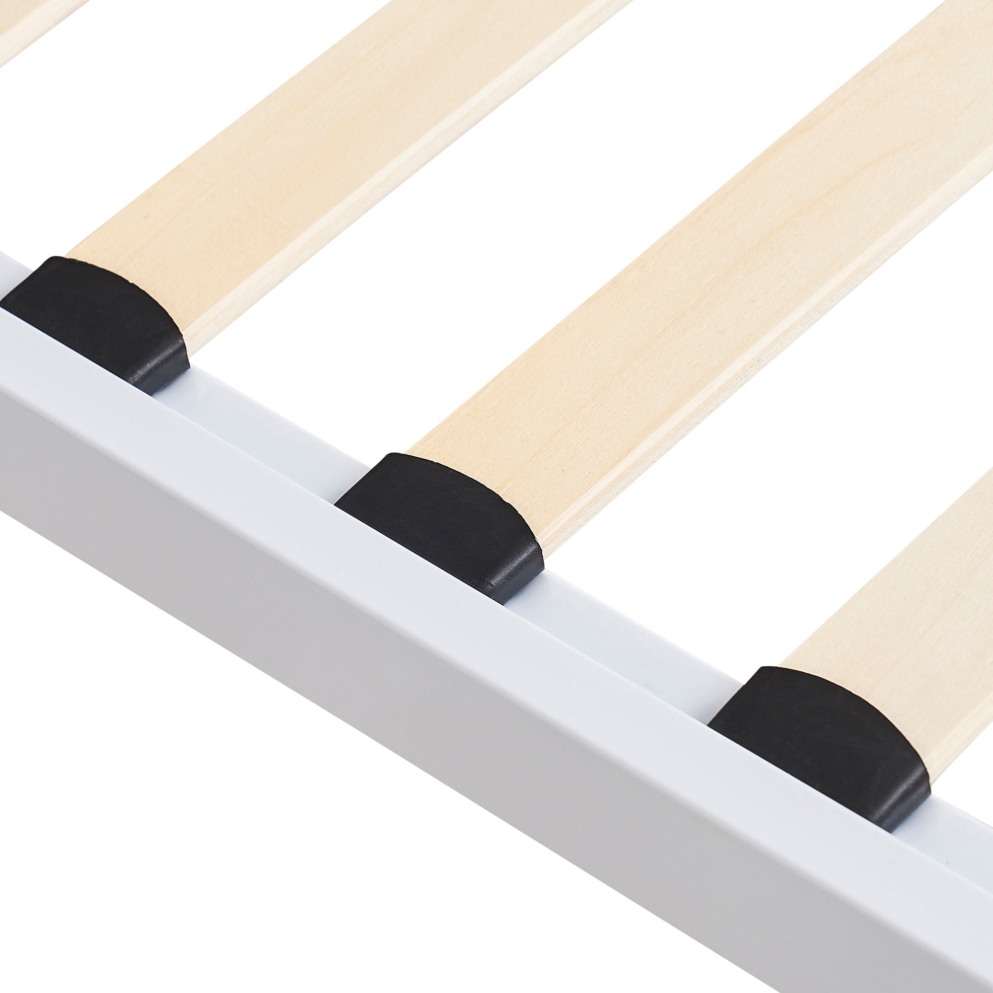 iBase – Cama com estrutura metálica e arrumação 30 cm em preto e branco