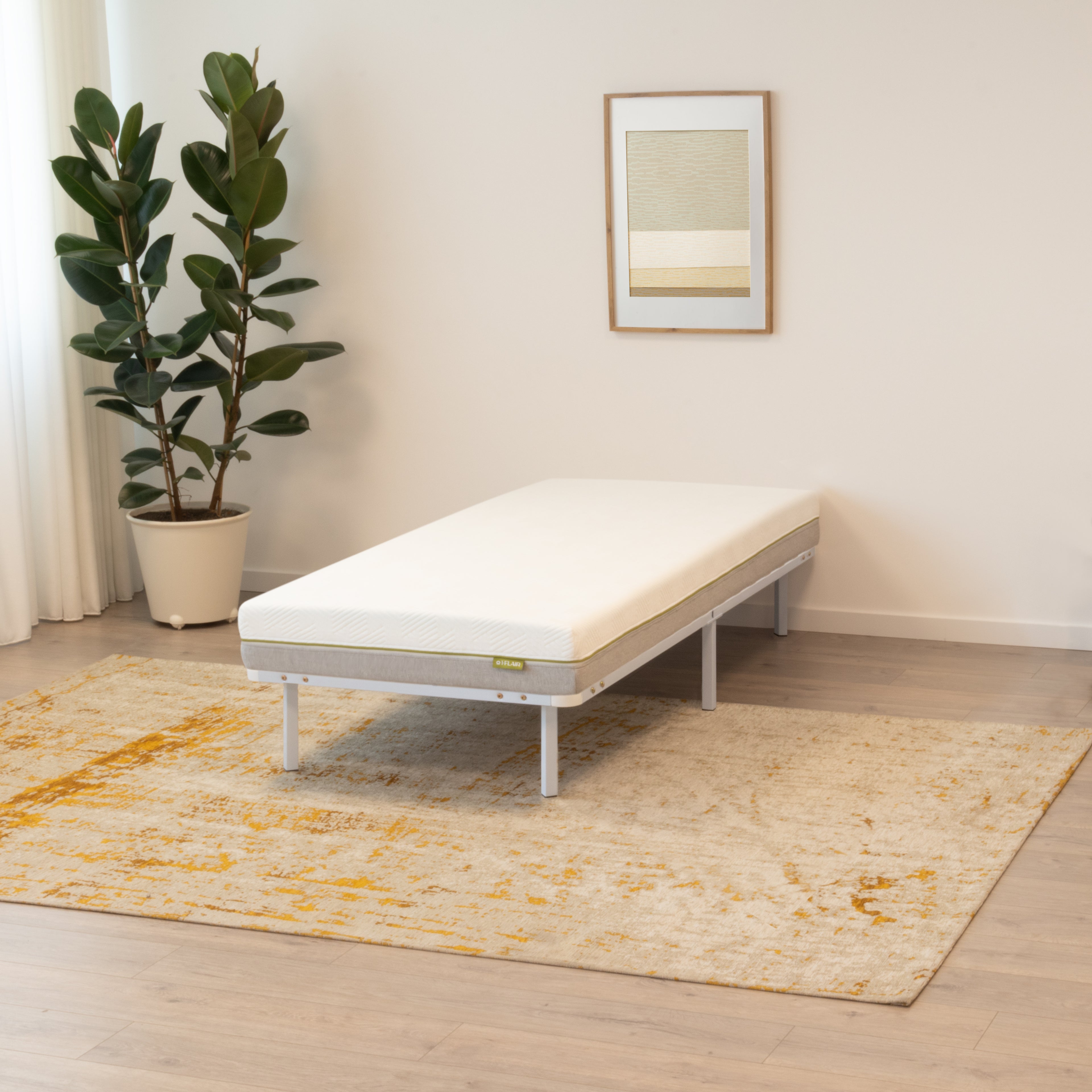 NAMARA – Cama com estrutura metálica e ripas amortecidas, arrumação 25 cm - Preto ou Branco