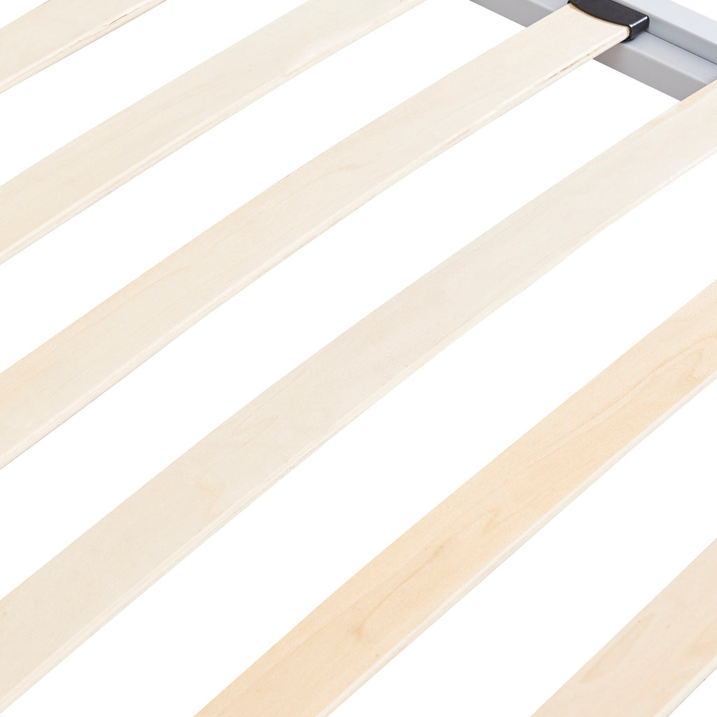 iBase – Cama com estrutura metálica e arrumação 30 cm em preto e branco